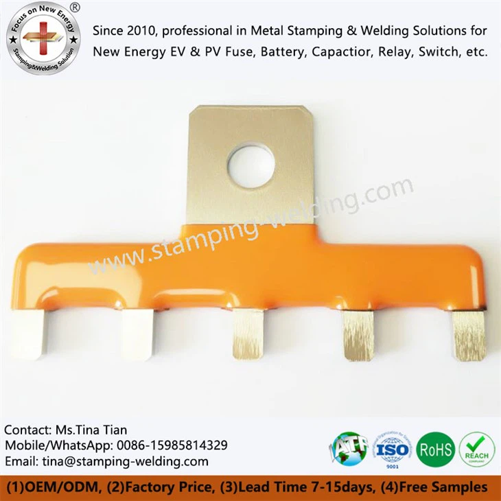 Factory price insulated copper bus bar with orange epoxy coated for new energy vehicle