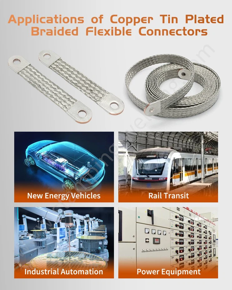 Applications of Braided tin coated copper flexible wire connectors Applications of Braided tin coated copper flexible wire connectors